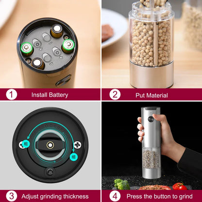 Nestifyx™ Electric Salt & Pepper Grinder – Adjustable Coarseness, Battery Powered